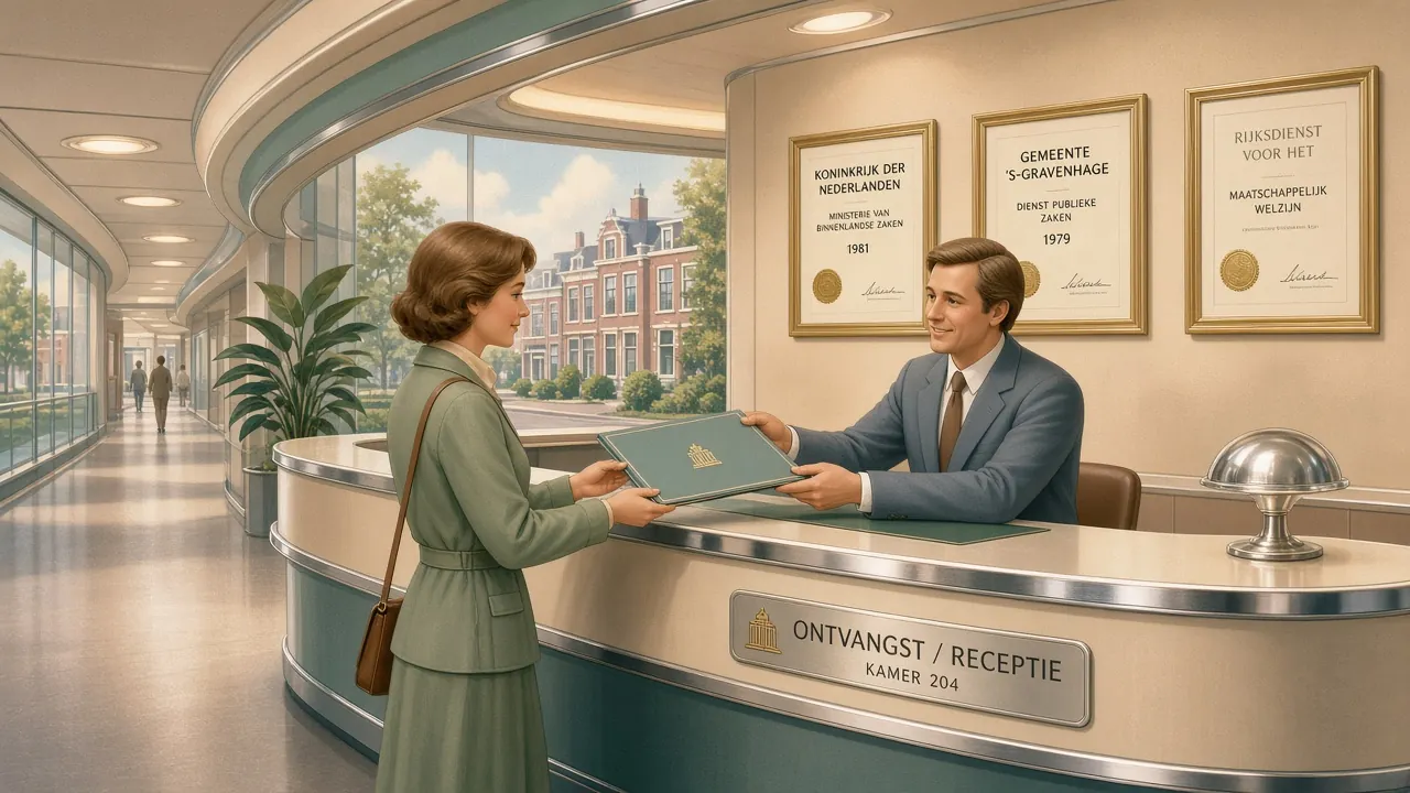 Een loket van de Kansspelautoriteit in een overheidsgang